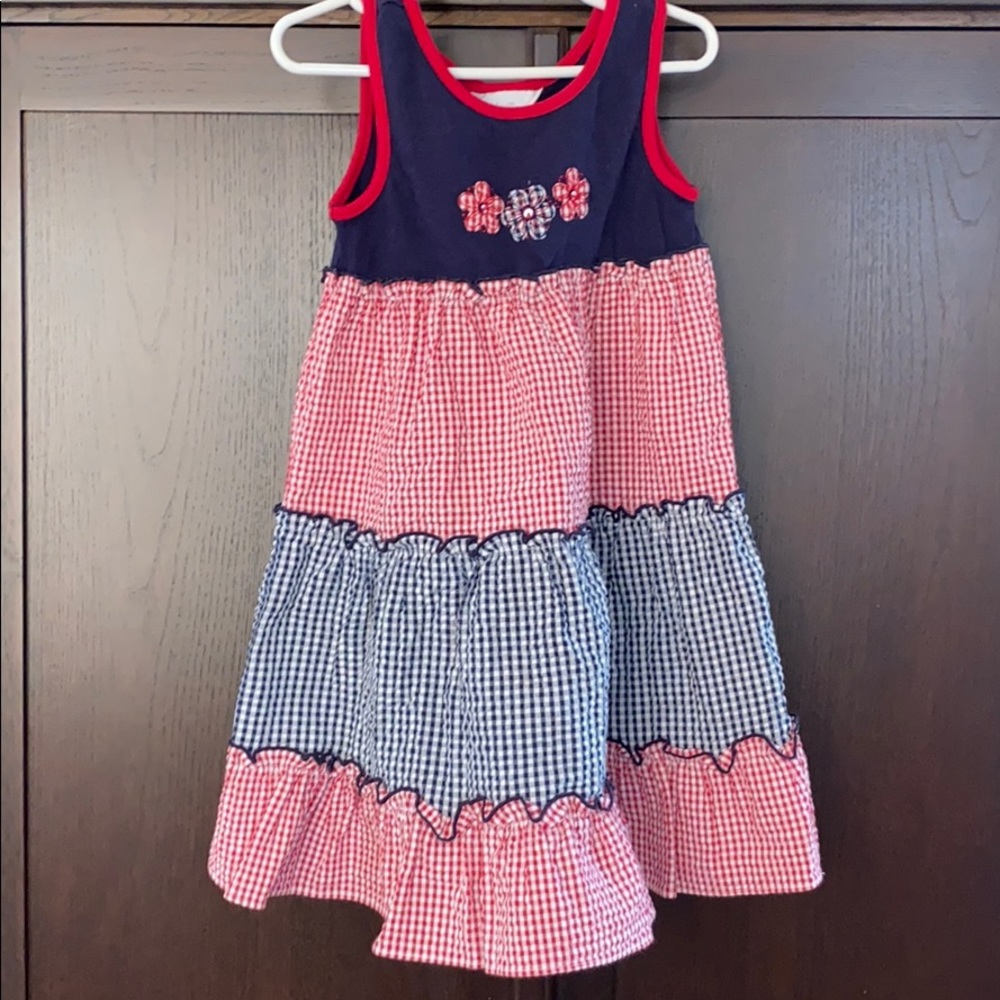 Red and blue tank dress